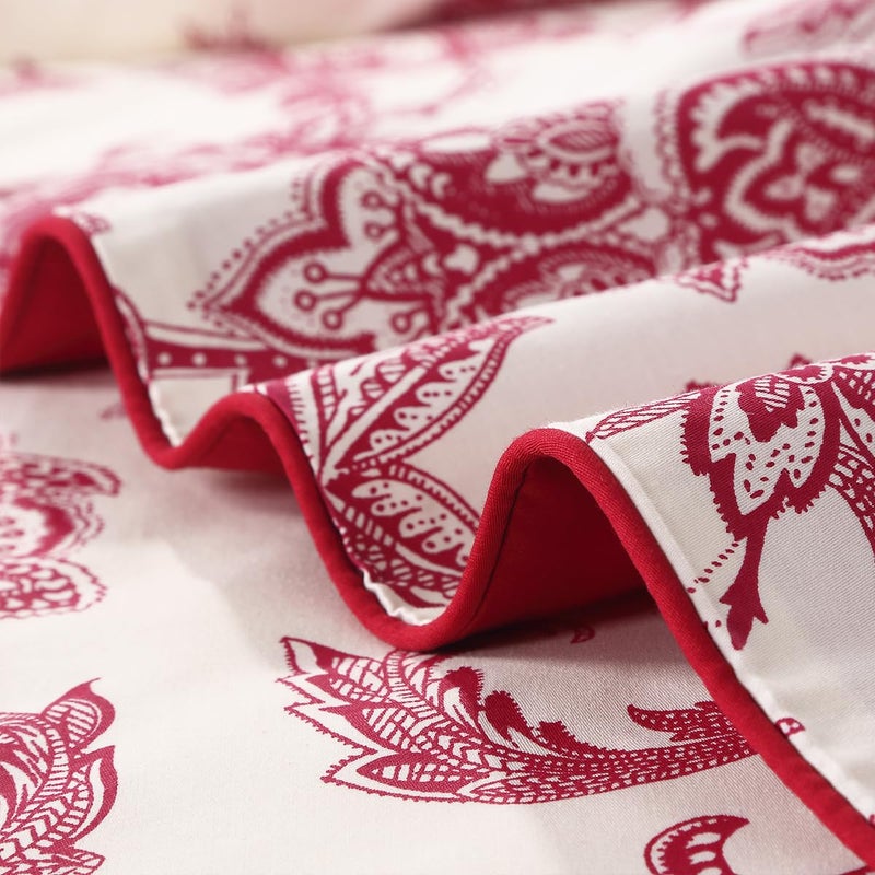 WINLIFE Ultra Soft Set of 2 Pillowcases Floral Printed 100% Cotton Pillow Cases Envelope Closure Queen 20x30'', Vintage Red Paisley - Image 5
